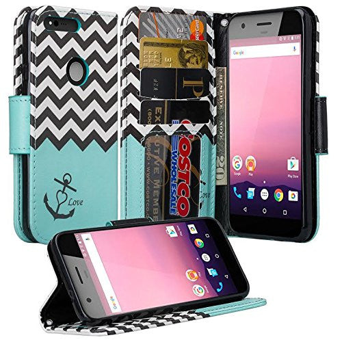 google pxiel cover, pixel wallet case - teal anchor - www.coverlabusa.com