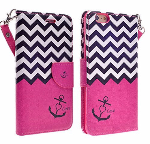 iphone 6 case, iphone 6 wallet case - hot pink anchor - www.coverlabusa.com