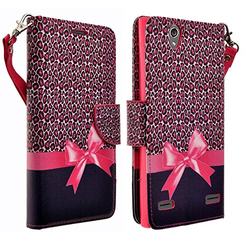 ZTE Lever LTE | Z936L Case, Slim Wrist Strap Magnetic Flip Wallet Kickstand Cover - Cheetah Prints