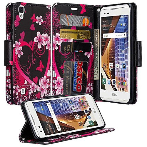 lg tribute hd pu wallet case - heart butterflies - www.coverlabusa.com