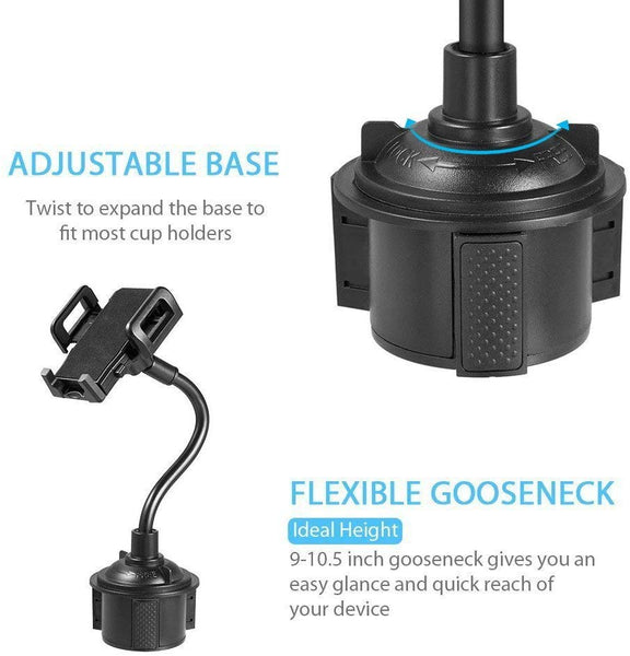 Universal Car Cup Holder Phone Mount & 360° Rotatable Cradle for Galaxy Note 8/Note9/S8/S9/S10e/S10/S10 Plus/iPhone Xs Max/Xr/Xs/7/6 Plus Cup Mount