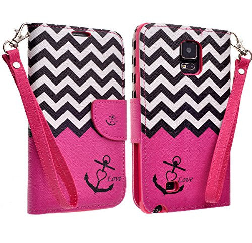 samsung galaxy note 4 wallet case - hot pink anchor - www.coverlabusa.com