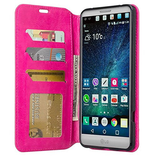 v20 case, lg v20 wallet case - hot pink- www.coverlabusa.com