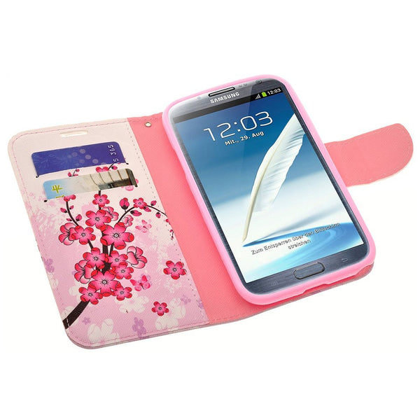 samsung galaxy note 2 leather wallet case - cherry blossom - www.coverlabusa.com