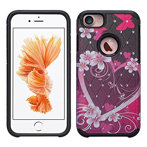 iphone 7 hybrid diamond - heart butterflies - www.coverlabusa.com