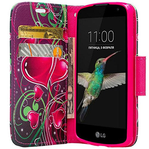 LG Optimus Zone 3 Cases | LG K4 Cases | LG Spree Cases | LG Rebel leather wallet case - heart strings - www.coverlabusa.com 