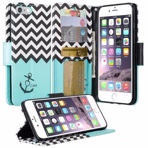 iphone 8 plus case, iphone 8 plus wallet case - teal anchor - www.coverlabusa.com