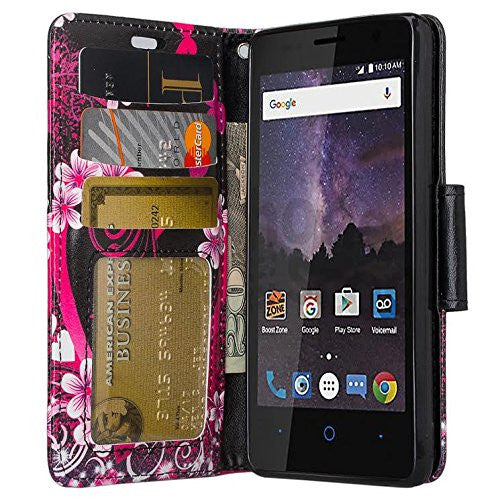 zte tempo heart butterflies wallet case - www.coverlabusa.com