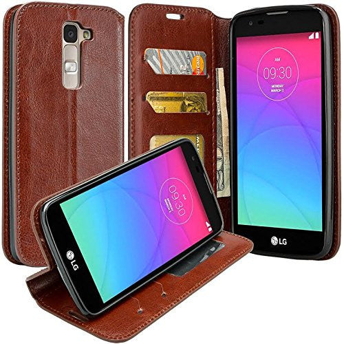 Alcatel Onetouch Evolve 2 Pu leather wallet case - brown - www.coverlabusa.com