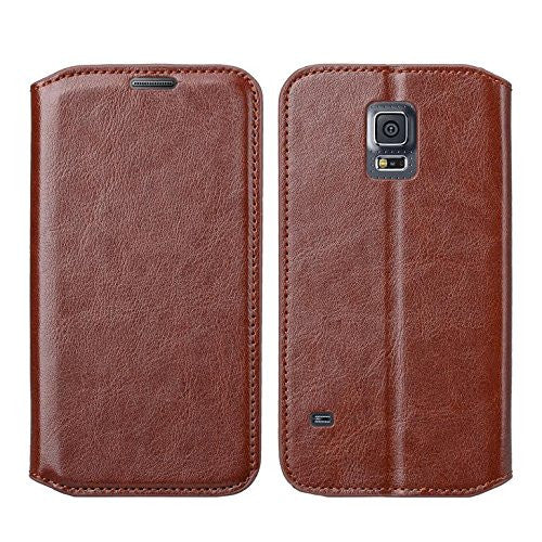 samsung galaxy S5 leather wallet case - brown - www.coverlabusa.com
