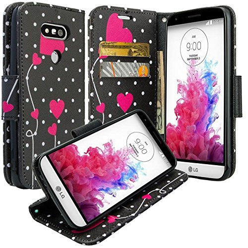 lg g5 wallet case - polka dot hearts - www.coverlabusa.com