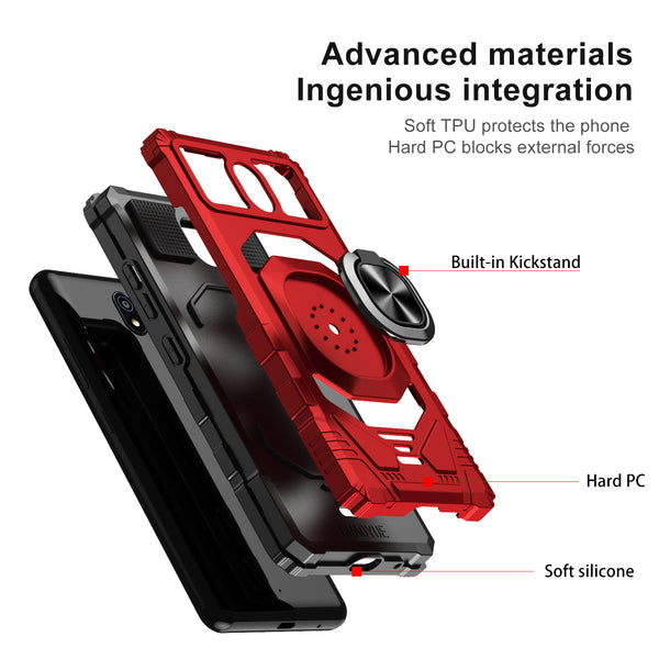 ring car mount kickstand hyhrid phone case for nokia c100 - red - www.coverlabusa.com