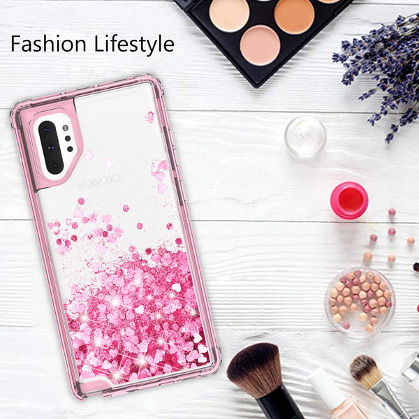 hard clear glitter phone case for samsung galaxy note 10 - pink - www.coverlabusa.com 