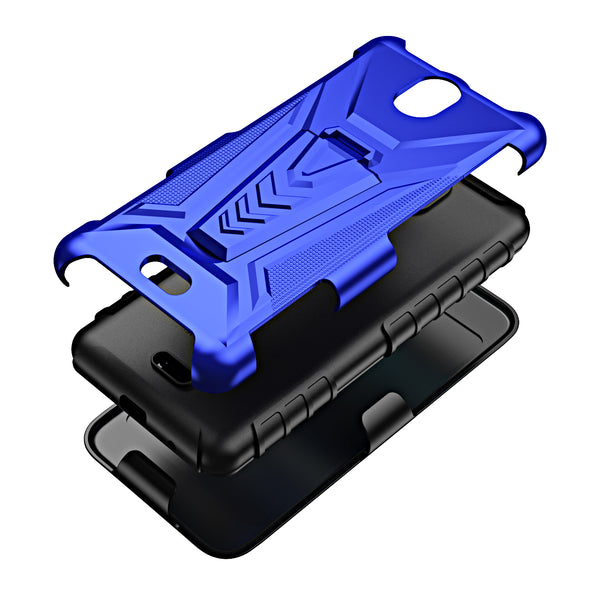 For Nokia C100 Case [Military Grade] Ring Car Mount Kickstand w/[Tempered Glass] Hybrid Hard PC Soft TPU Shockproof Protective Case - Blue