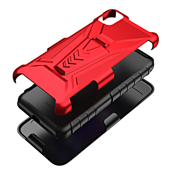holster kickstand hyhrid phone case for tcl 30z/30le - red - www.coverlabusa.com