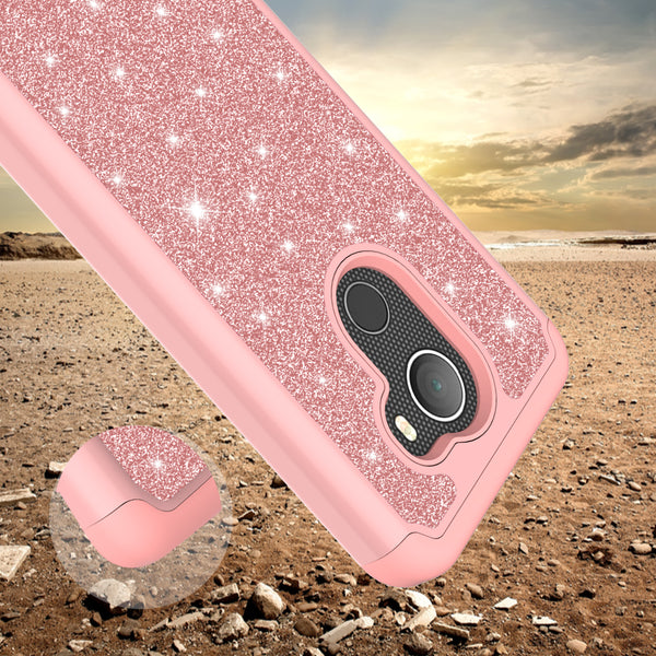 Alcatel A30 Plus Glitter Hybrid Case - Rose Gold - www.coverlabusa.com