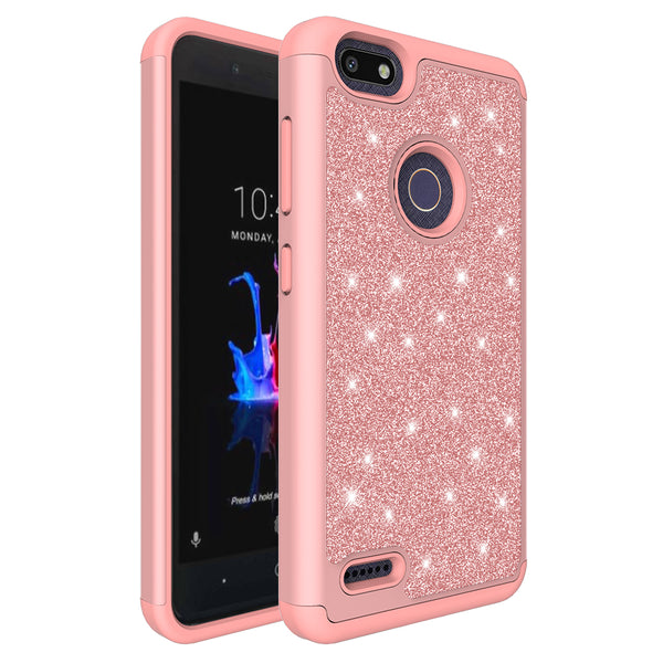 ZTE Blade X Glitter Hybrid Case - Rose Gold - www.coverlabusa.com