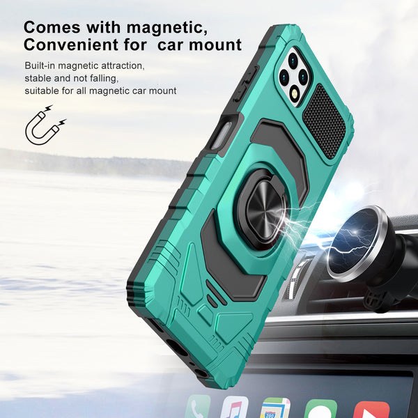 ring kickstand hyhrid phone case for boost celero 5g - teal - www.coverlabusa.com