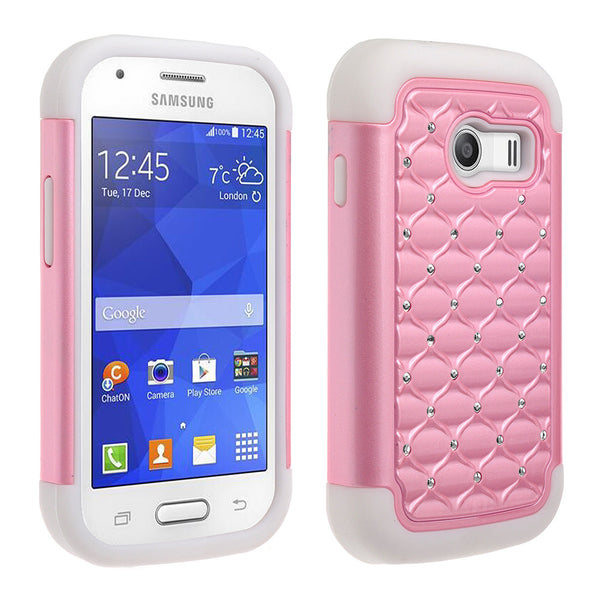 Samsung Galaxy Ace Style Rhinestone Case - Pink/White - www.coverlabusa.com