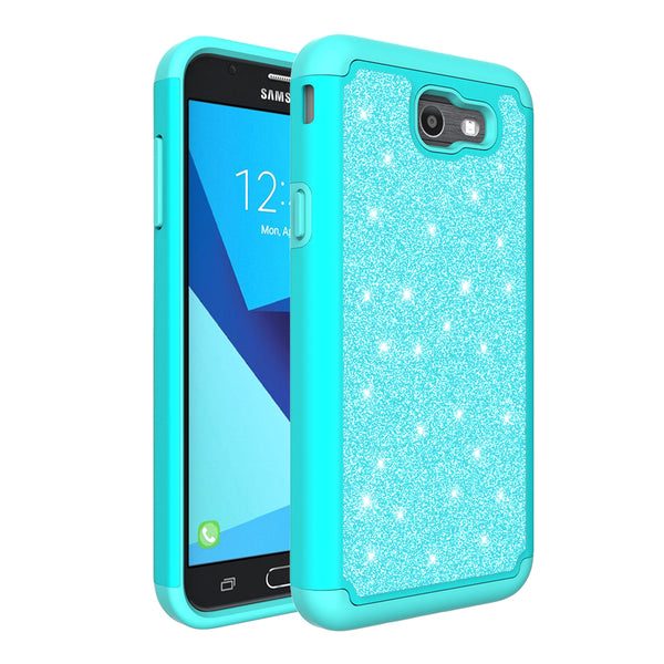 Galaxy J7 2017 Glitter Hybrid Case - Teal - www.coverlabusa.com