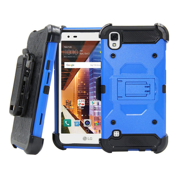 LG Tribute HD Case, Hybrid Holster Case [Kickstand] Belt Clip for LG Tribute HD - Blue WWW.COVERLABUSA.COM