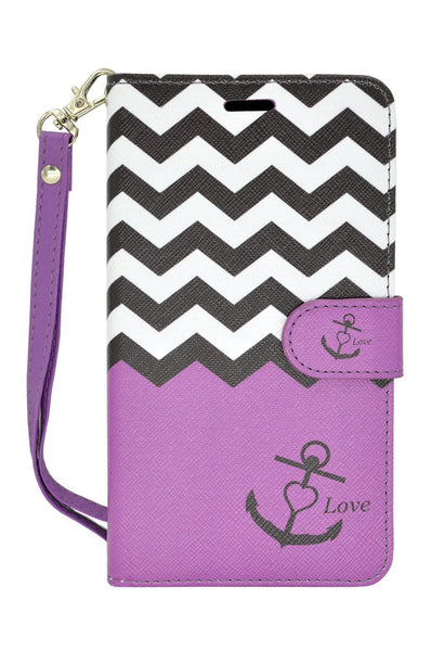 samsung galaxy note 5 case - Pu leather wallet - Purple Anchor - www.coverlabusa.com