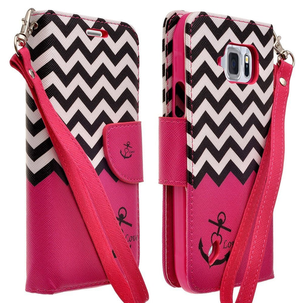 Galaxy S6 Active Wallet Case - Hot Pink Anchor - www.coverlabusa.com