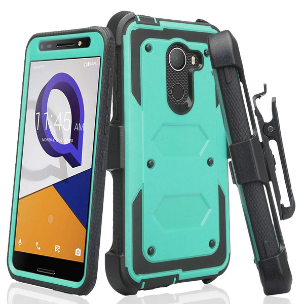 Jitterbug Smart 2, Smart2, A30 Plus, A30 Fierce, Tmobile REVVL, A30 Walters Case, Triple Protection 3-in-1 Heavy Duty Holster Shell Combo Clip Cover - Teal- www.coverlabusa.com