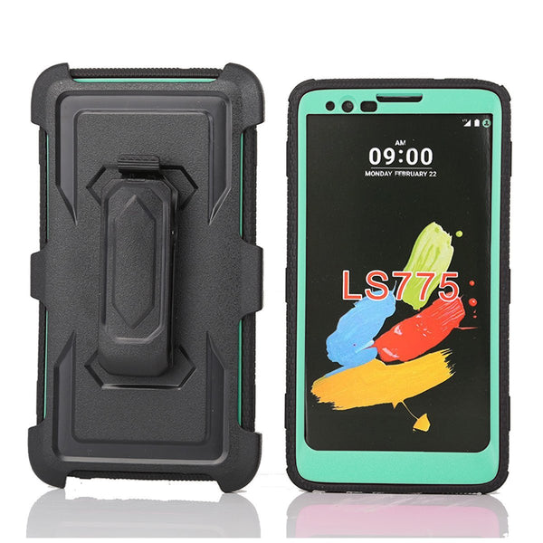 LG Stylo 2 Case, LG Stylo 2 V Case, Triple Protection 3-1 w/ Built in Screen Protector Heavy Duty Holster Shell Combo Case - Teal