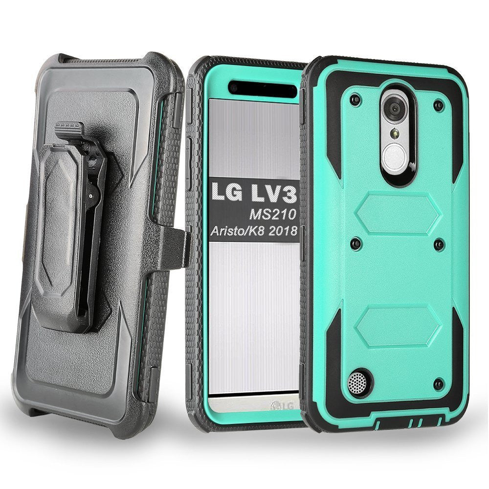 lg stylo 3 holster case with screen protector - teal - www.coverlabusa.com