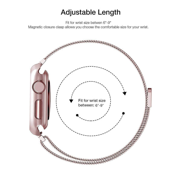 Apple iWatch Band Stainless Steel Mesh Milanese Loop - 38mm - Rose Gold - www.coverlabusa.com