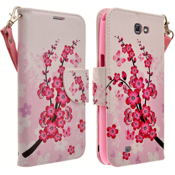 samsung galaxy note 2 leather wallet case - cherry blossom - www.coverlabusa.com