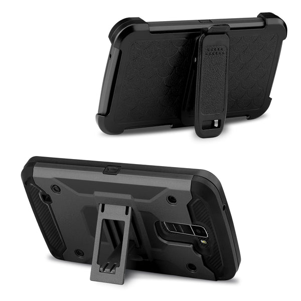 LG K10 / LG Premier LTE Case, Hybrid Holster Protector Case [Kickstand]Belt Clip - Black, WWW.COVERLABUSA.COM