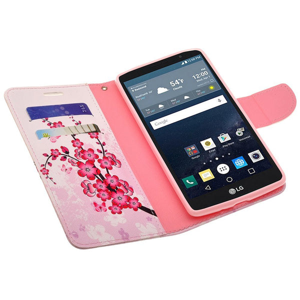 LG G Stylo Case, LG G Vista 2 Case Leather Wallet Case - Cherry Blossom - www.coverlabusa.com