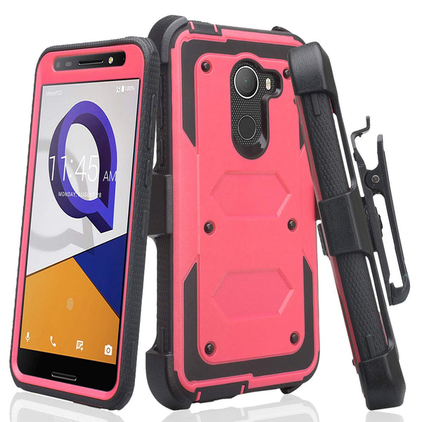 Jitterbug Smart 2, Smart2, A30 Plus, A30 Fierce, Tmobile REVVL, A30 Walters Case, Triple Protection 3-in-1 Heavy Duty Holster Shell Combo Clip Cover - hot pink - www.coverlabusa.com