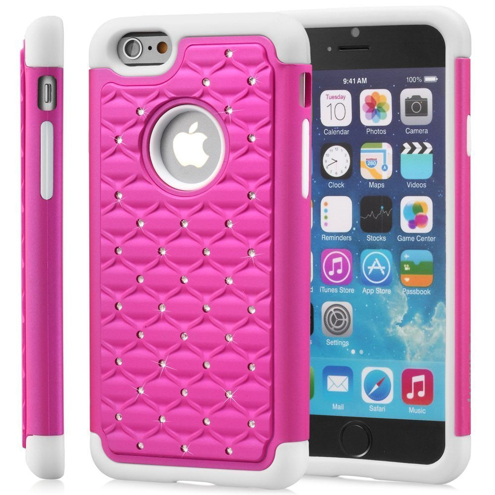 iphone 6s plus case, apple iphone 6 plus diamond rhinestone hybrid case - purple - www.coverlabusa.com
