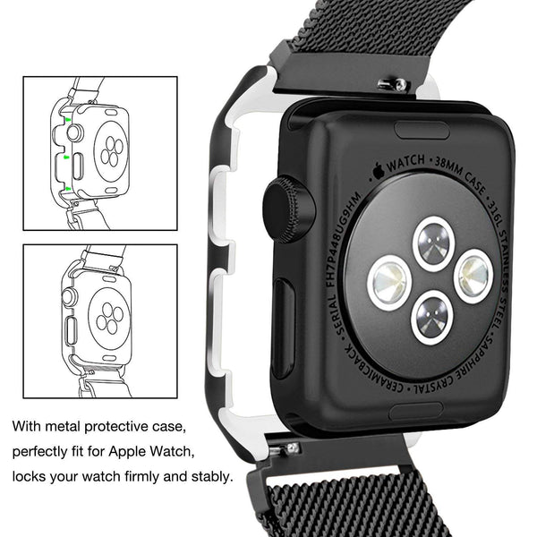 Apple iWatch Band Stainless Steel Mesh Milanese Loop - 38mm - Black - www.coverlabusa.com