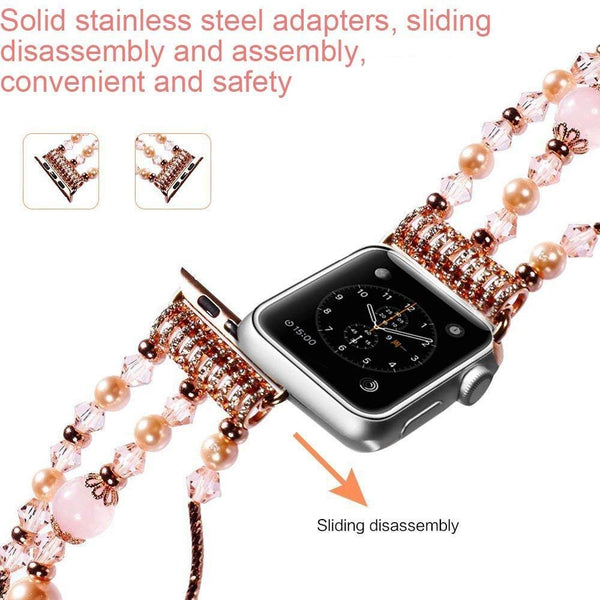 Apple Watch Band,Pearl Elastic Stretch 42mm - Pink - www.coverlabusa.com