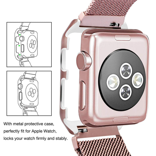 Apple iWatch Band Stainless Steel Mesh Milanese Loop - 38mm - Rose Gold - www.coverlabusa.com