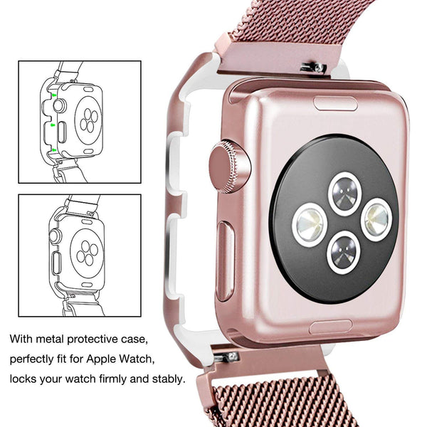 Apple iWatch Band Stainless Steel Mesh Milanese Loop - 42mm - Rose Gold - www.coverlabusa.com