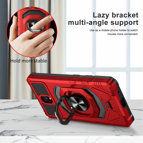 ring car mount kickstand hyhrid phone case for nokia c100 - red - www.coverlabusa.com