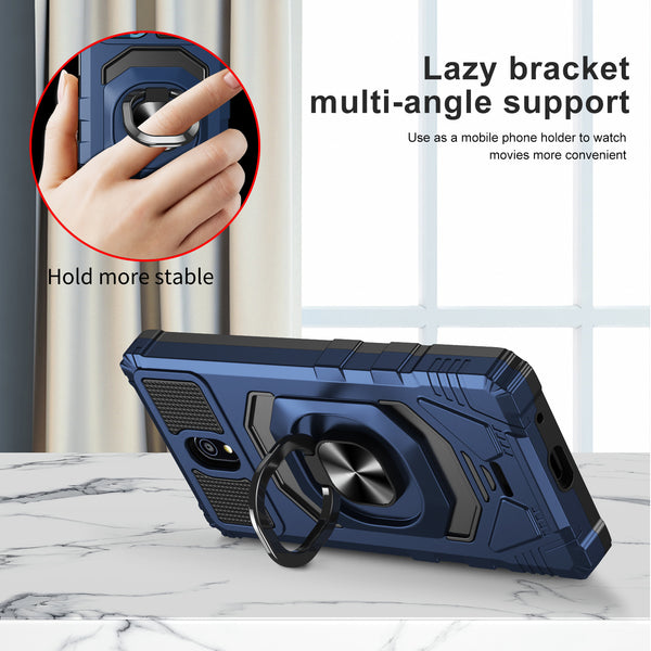 ring car mount kickstand hyhrid phone case for nokia c100 - blue - www.coverlabusa.com