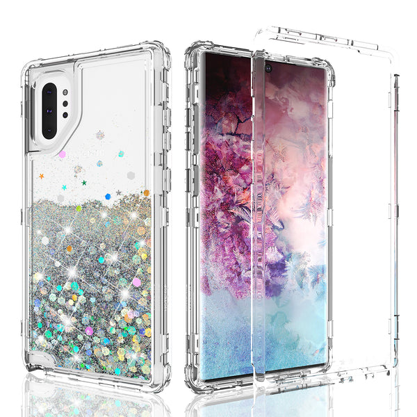 hard clear glitter phone case for samsung galaxy note 10 plus - clear - www.coverlabusa.com 