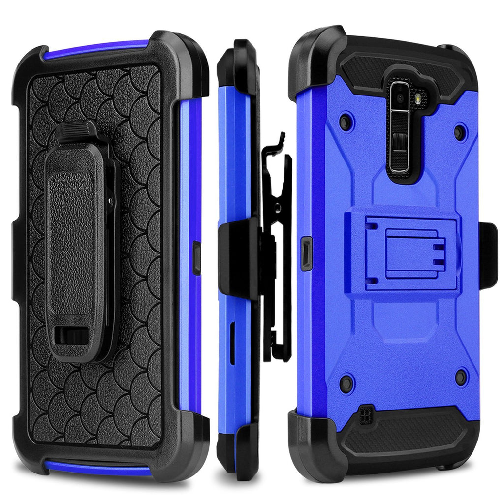 LG K10 / LG Premier LTE Case, Hybrid Holster Protector Case [Kickstand]Belt Clip - blue, WWW.COVERLABUSA.COM