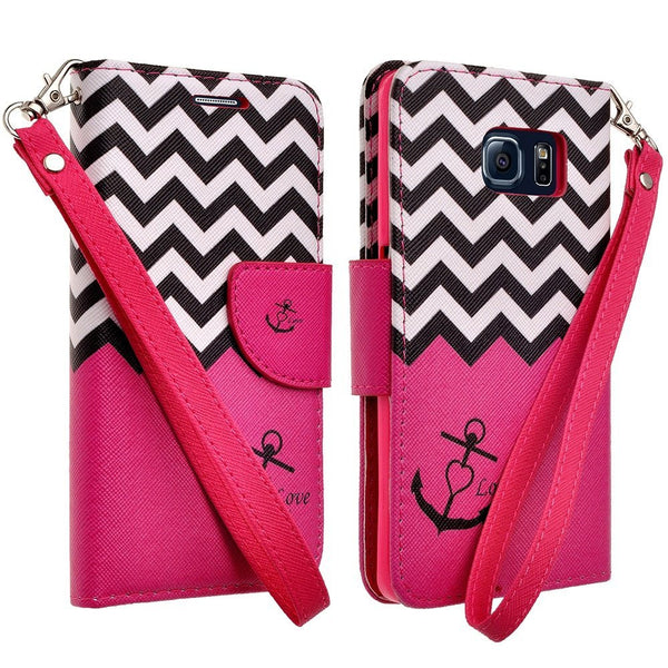 samsung galaxy S6 wallet case - Hot Pink Anchor - www.coverlabusa.com