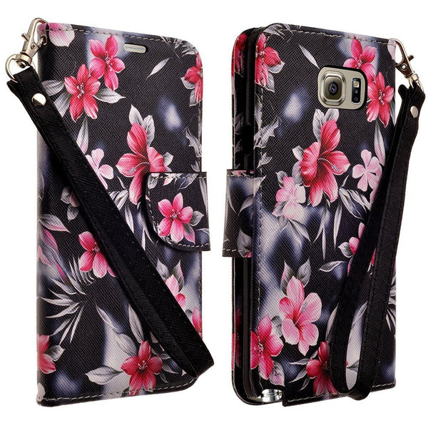 samsung galaxy note 5 case - Pu leather wallet - Pink Flower - www.coverlabusa.com