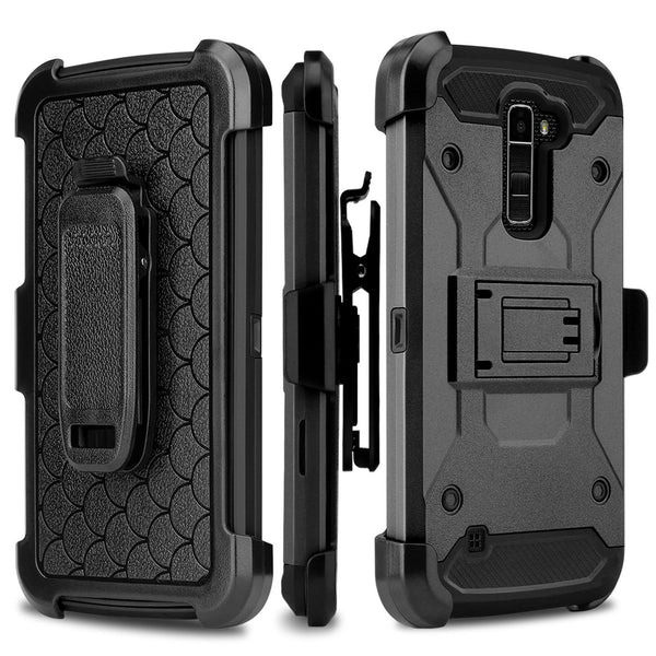 LG K10 / LG Premier LTE Case, Hybrid Holster Protector Case [Kickstand]Belt Clip - Black, WWW.COVERLABUSA.COM