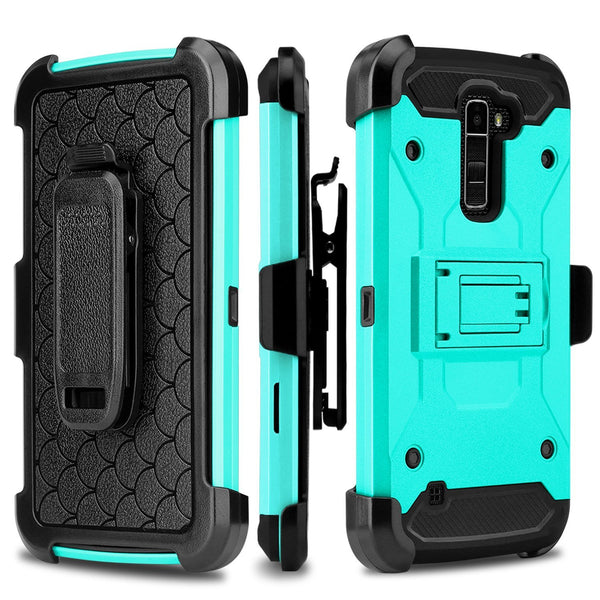 LG K10 / LG Premier LTE Case, Hybrid Holster Protector Case [Kickstand]Belt Clip - Teal, WWW.COVERLABUSA.COM