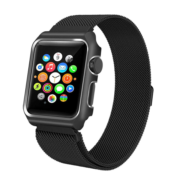 Apple iWatch Band Stainless Steel Mesh Milanese Loop - 38mm - Black - www.coverlabusa.com