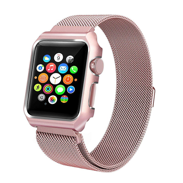 Apple iWatch Band Stainless Steel Mesh Milanese Loop - 38mm - Rose Gold - www.coverlabusa.com